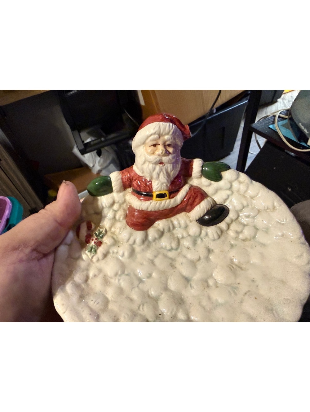 Vintage Santa Claus Candy Dish Ceramic Holiday Decor
